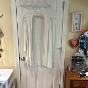 Elegant JJill linen white long Open-Front Sweater